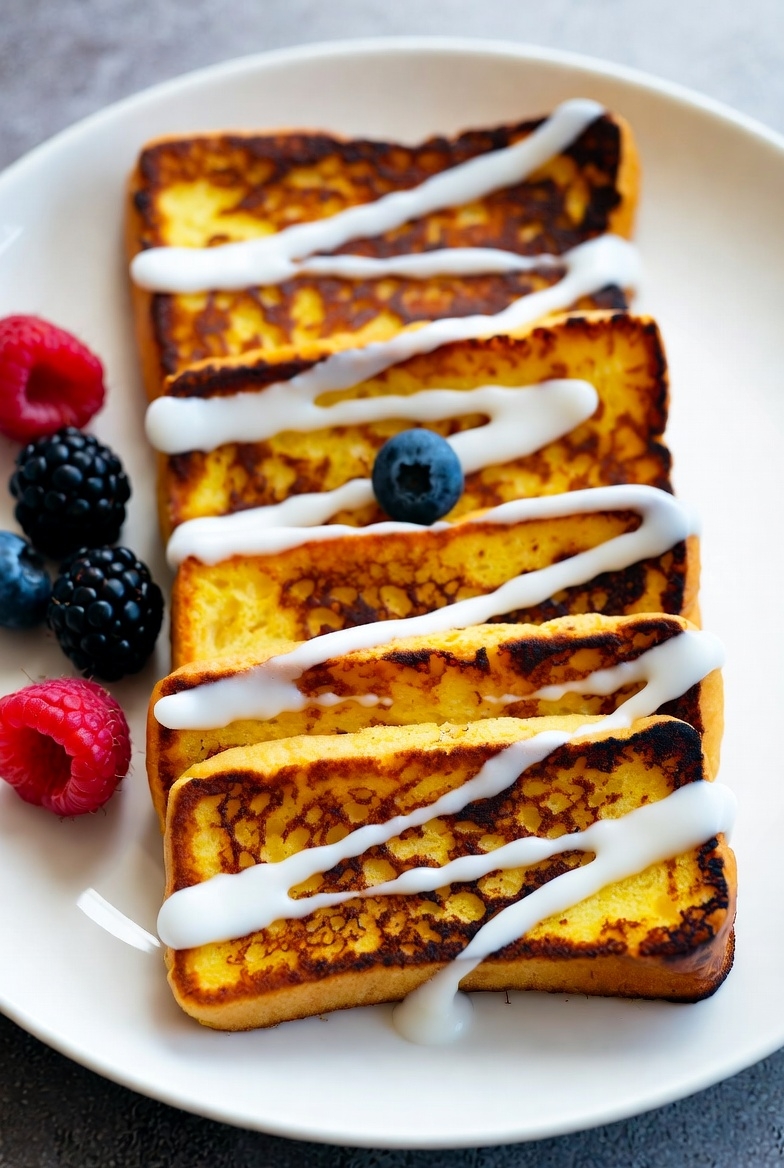 Protein French Toast Sticks with Protein Icing Dip